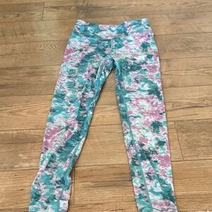 Athleta Kids Teal and Pink Patterned Leggings